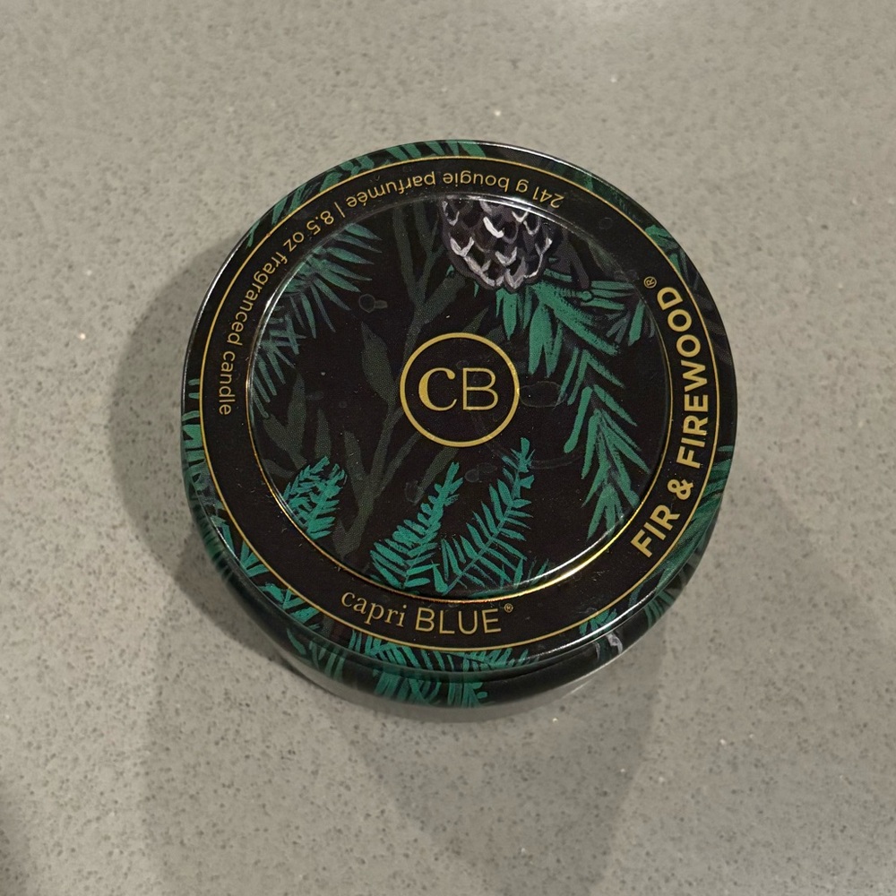 Capri Blue Fir & Firewood Tin Candle